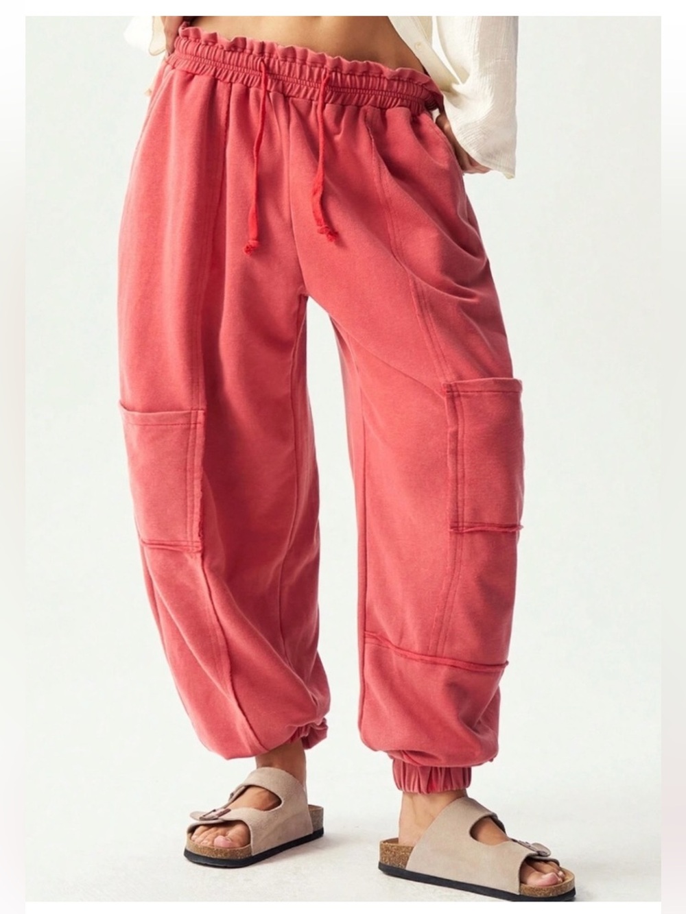 Oli & Hali Coral Cotton Cargo Joggers with Pockets